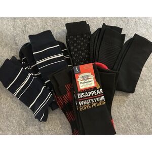 9 Pairs New Men's Casual Dress Socks, Navy Black Red Navy, Sz 6-12
